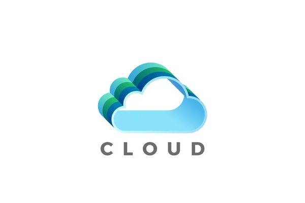 Cloud computing Plantilla vectorial de diseño de logotipo. Red de almacenamiento de datos — Vector de stock