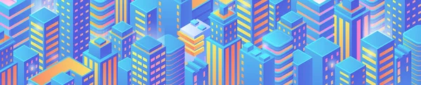 Isometrische flache Wolkenkratzer Stadtgebäude Muster Hintergrund vec — Stockvektor