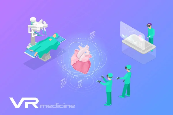 Medycyna Chirurgia w wirtualnej rzeczywistości skanowanie serca Izoteryczne Fla — Wektor stockowy