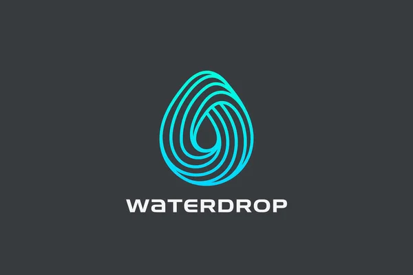 Water Drop Logo Ontwerp Vector Template Lineaire Stijl Blauwe Druppellijnen — Stockvector