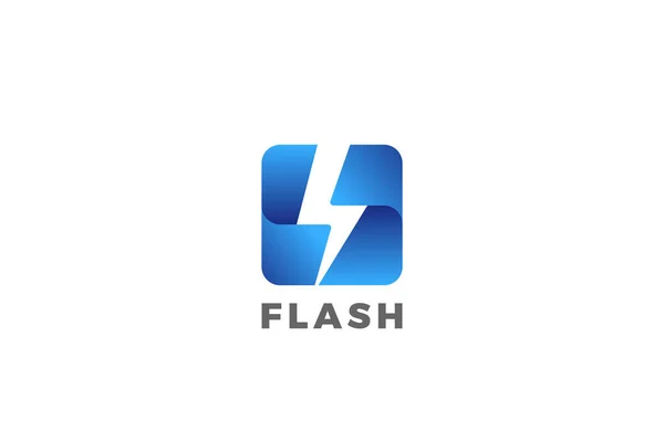 Flash Bolt Energy Logo Power Design Vektor Mall Negativt Utrymme — Stock vektor