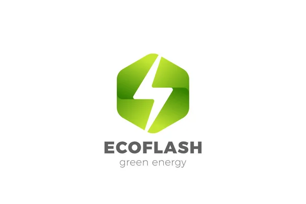 Flash Bolt Green Energy Logo Power Design Vector Template Negative — Stock Vector