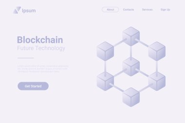 Engelleme zinciri verisi Isometric Düz beyaz tek renkli vektör konsepti.