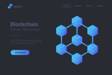 Engelleme zinciri verisi Isometric Düz siyah tek renkli vektör konsepti.