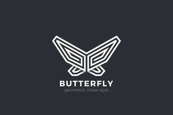 Butterfly Logo Design Vector Template Linear Style — Stock Vector