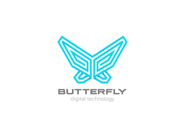Butterfly Logo Design Wektor Szablon Liniowy Styl — Wektor stockowy