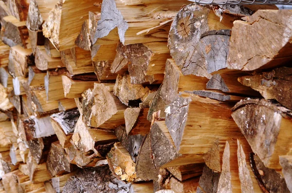 Abstract photograph of piles of natural wooden logs. Background. Harvesting firewood for the winter. Texture. Wood for the fireplace. Birch boards. Macrosymka. Copy space. — Stock Image Abstract photograph of piles of natural wooden logs. Background. Harvesting firewood for the winter. Texture. Wood for the fireplace. Birch boards. Macrosymka. Copy space. Stock Picture