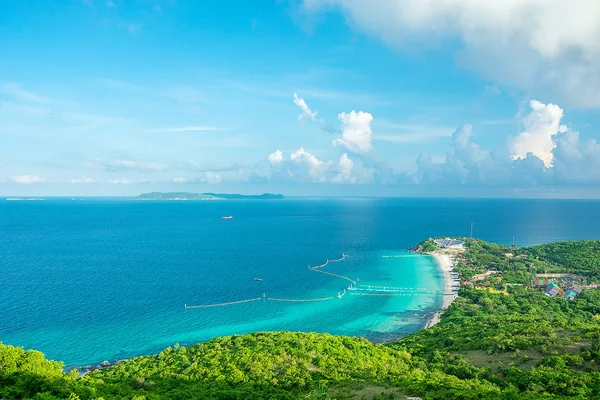 Panorama Vista Ángulo Alto Famosa Playa Samae Con Hermoso Golfo —  Fotos de Stock