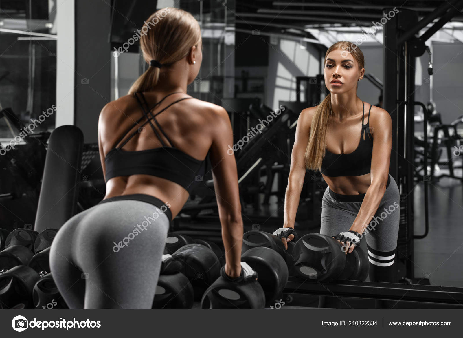 Sexy Athletic Girl Working Out Gym Fitness Woman Doing Exercise Stock Photo  by ©Nikolas_jkd 210322334