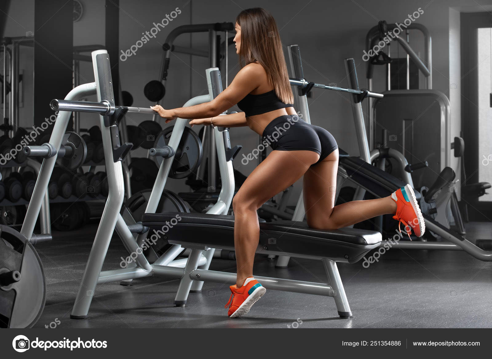 Sexy Athletic Girl Working Out Gym Sexy Buttocks Thong Fitness