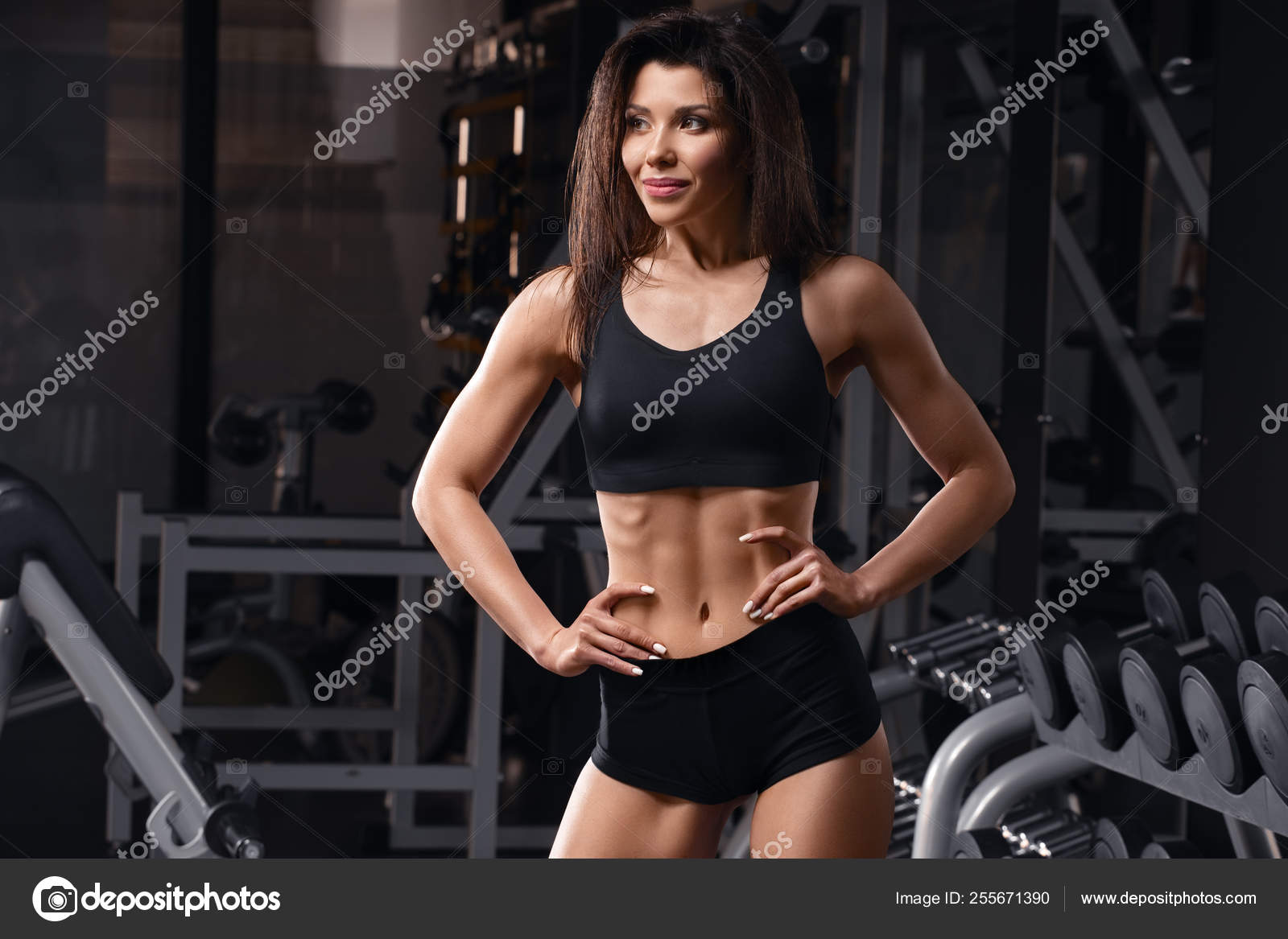 Fitness Woman Shaped Abdominal Abs Athletic Girl Flat Belly