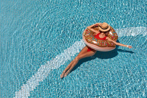 Sexy Woman Bikini Enjoying Summer Sun Tanning Holidays Pool Beautiful — Stock Photo, Image