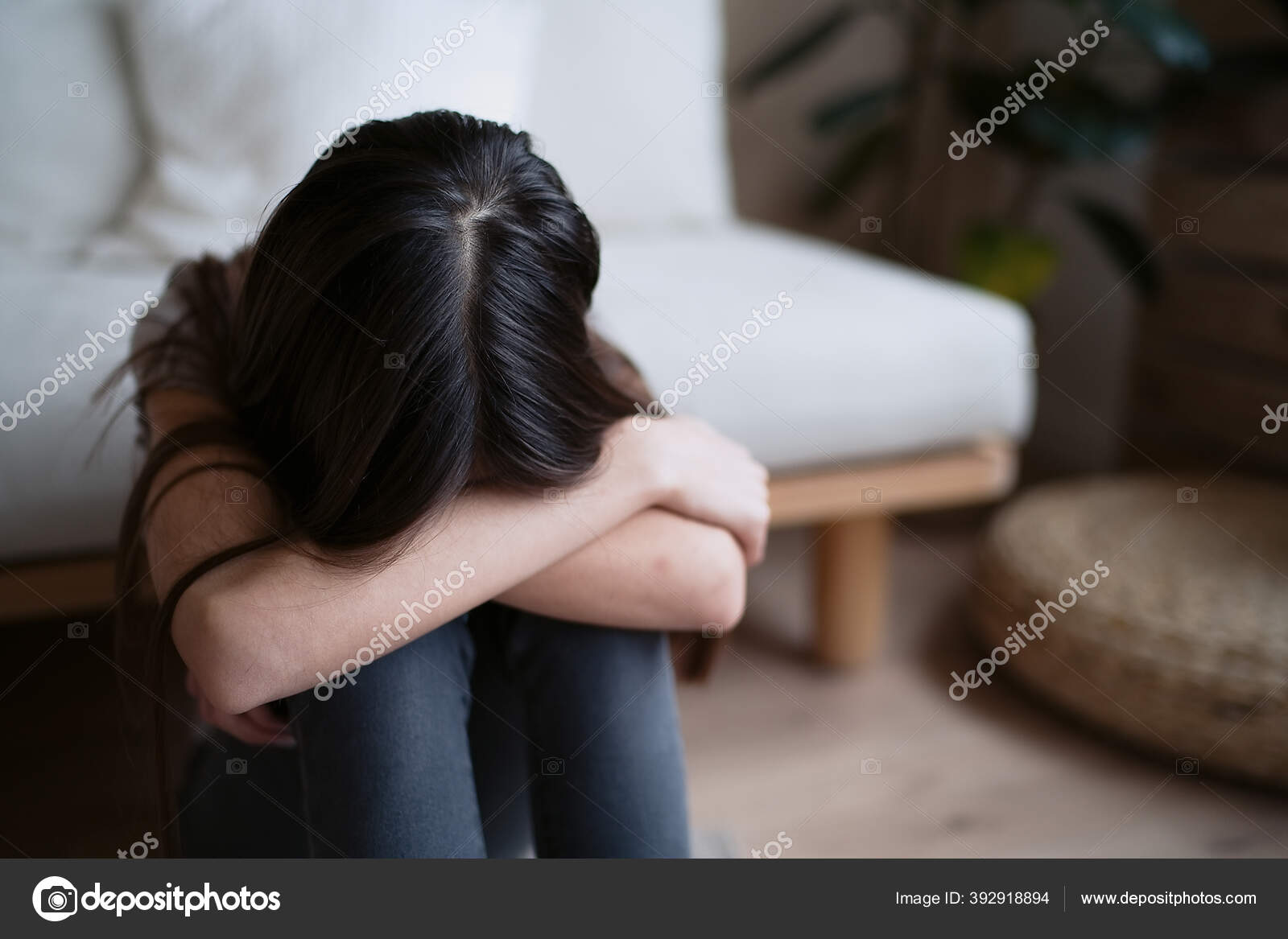 Sad Teenager Feeling Bad Alone Holding Head Hands Feeling ...