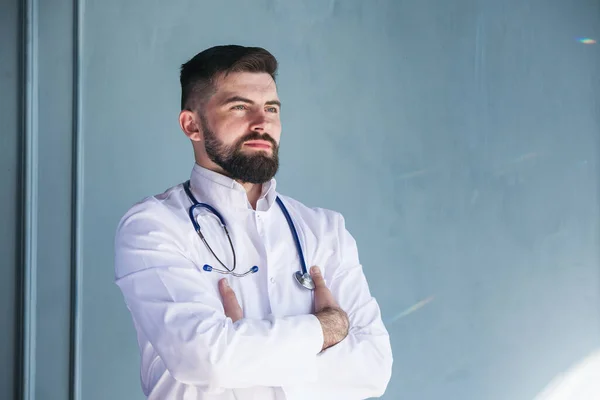 Doctor Stethoscope His Neck — Stock Photo, Image