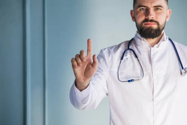 Doctor Stethoscope Working Virtual Screen — Stock Photo, Image