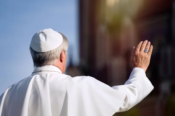 Pape Salue Les Pèlerins Lors Son Audience Générale Hebdomadaire — Photo