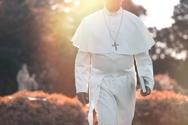 Pope Walks End Day Garden — Stock Photo, Image