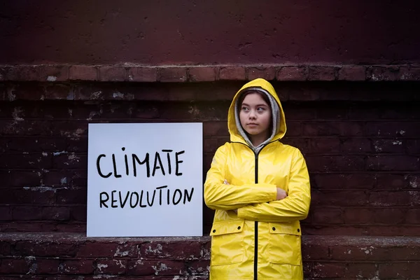 Teenager girl protesting climate change. Fridays for future