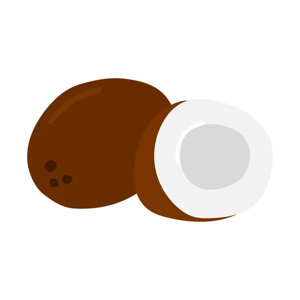 Kokosnoot Met Gebroken Halve Vector Pictogram Gezond Eten Cartoon Afbeelding — Stockvector