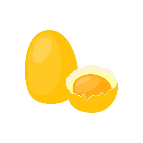 Куряче Яйце Розбитою Напіввекторною Іконою Здорове Харчування Мультяшної Ілюстрації Ізольовано — стоковий вектор
