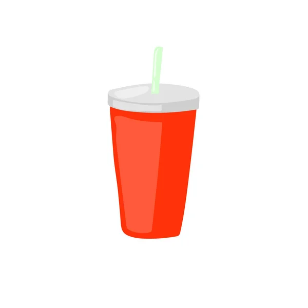 Fast Food Bebida Llevar Soda Con Icono Vector Paja Insalubre — Archivo Imágenes Vectoriales