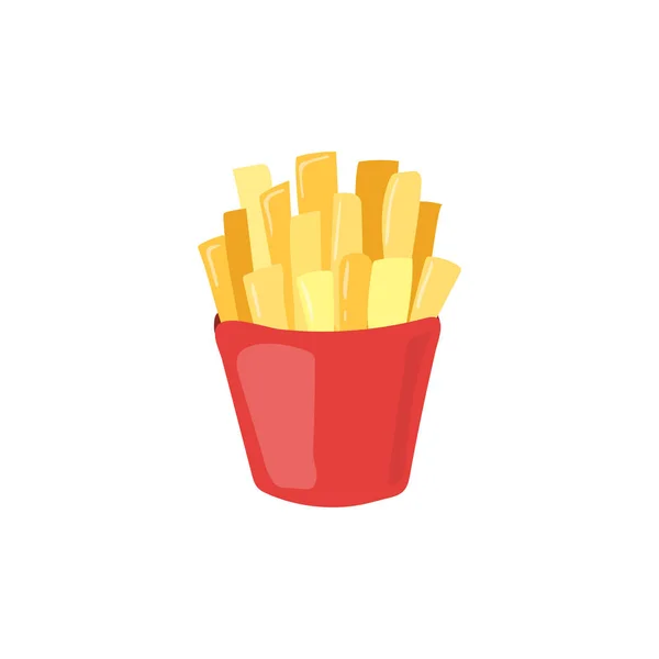 快餐法式薯条矢量图标 不健康的吃马铃薯卡通插图在白色背景下隔离 — 图库矢量图片