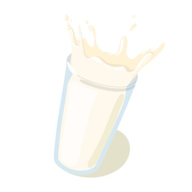 Gerçekçi süt yöntemiyle sıçramalarına cam vektör simgesi. Sağlıklı beslenme çizgi film illüstrasyon izole