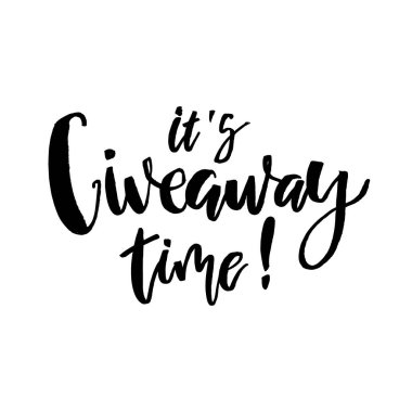 Giveaway zaman yazı metindir. Tipografi beyaz arka plan üzerinde izole sosyal medya tanıtımı için. Ücretsiz hediye çekiliş, kazanmak bir freebies. Vektör reklam.