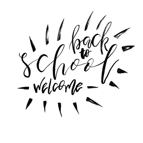 Welcome Back School Lettering Text Logo Isolated White Background — Stock Vector