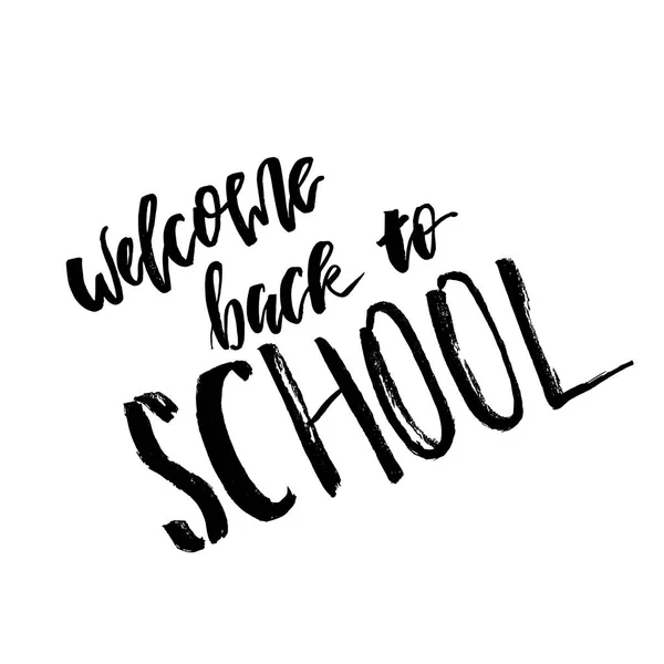 Welcome Back School Lettering Text Logo Isolated White Background — Stock Vector