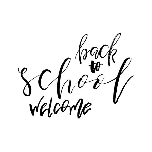 Welcome Back School Lettering Text Logo Isolated White Background — Stock Vector