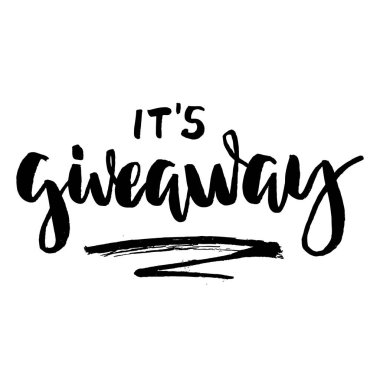 Giveaway yazı metindir. Tipografi beyaz arka plan üzerinde izole sosyal medya tanıtımı için. Ücretsiz hediye çekiliş, kazanmak bir freebies. Vektör reklam.