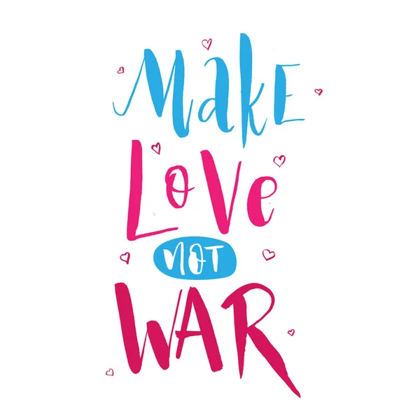 Make Love War Písmem Hippie Text Retro Znamení Mír Světě — Stockový vektor
