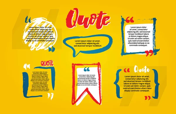 Quote Blanks Text Bubble Commas Vector Set Templates Note Message — Stock Vector