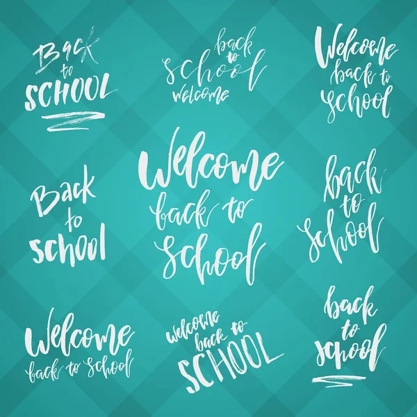 Back School Typography Set Vintage Style Lettering Sale Design Layout — Stock Vector