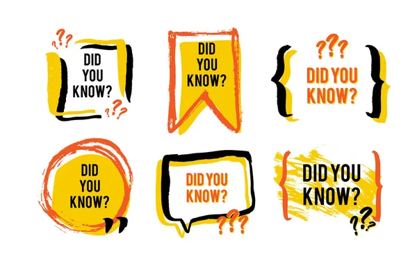 Konuşma balonu simgelerini biliyor muydun? Eğlenceli gerçek fikir etiketi. Afiş fo — Stok Vektör