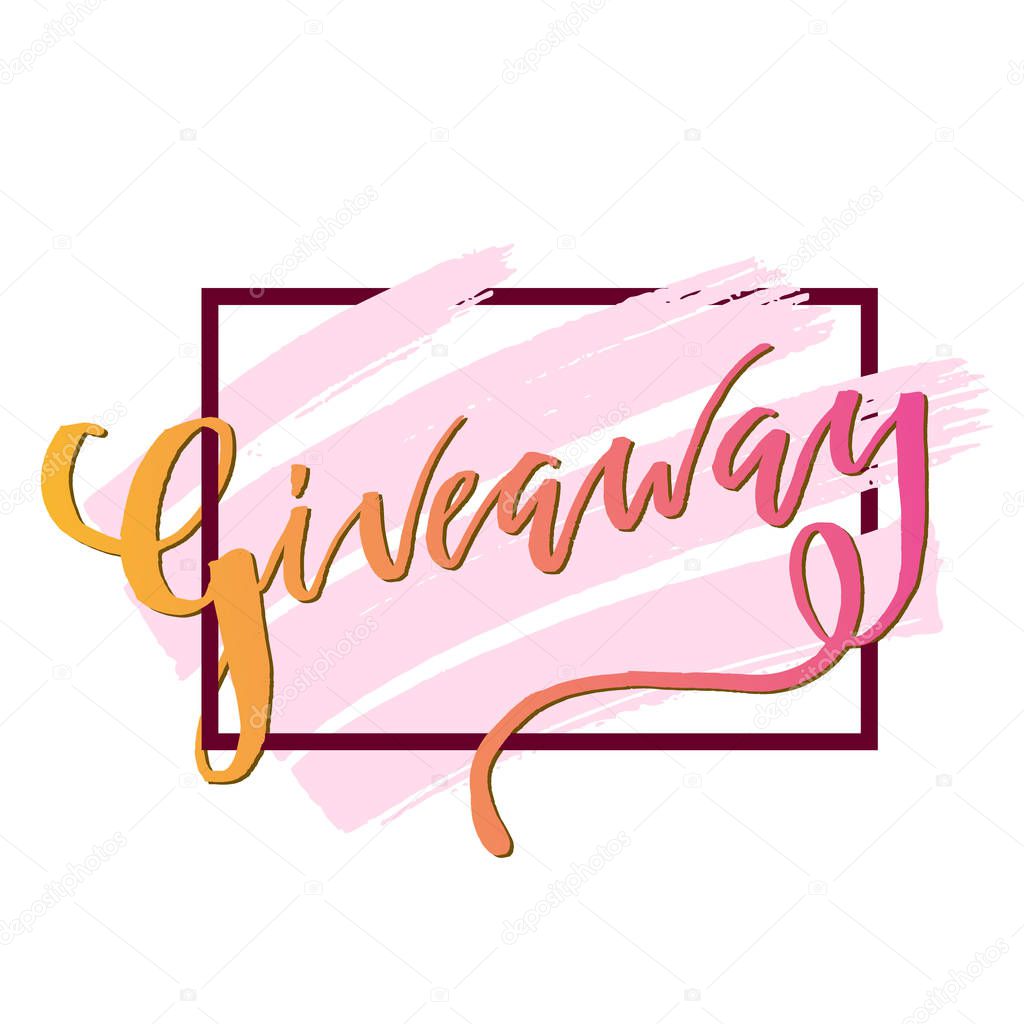 It's Giveaway time modern poster template design for social media post or website banner with brush strokes. Free gift raffle, win prize and freebies. Vector illustration