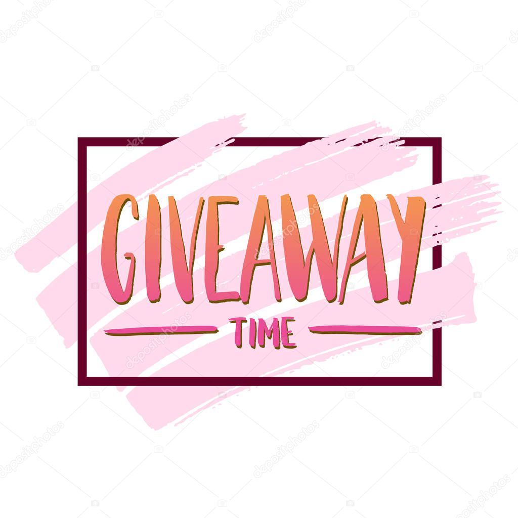 It's Giveaway time modern poster template design for social media post or website banner with brush strokes. Free gift raffle, win prize and freebies. Vector illustration