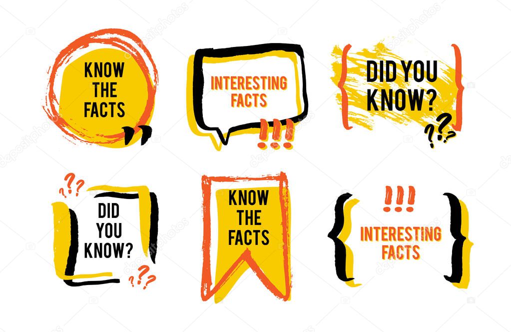 Interesting facts speech bubble icon. Fun fact idea label. Banne