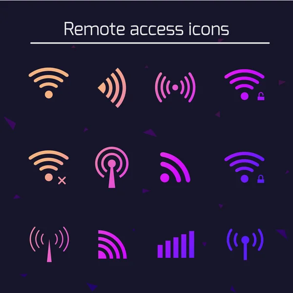 Uzak bir için farklı fütüristik kablosuz ve wifi simgeleri kümesi