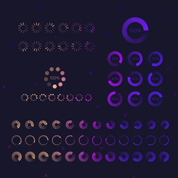Progresso Futurista carregar ícones da barra. Conjunto de indicadores. Downlo. —  Vetores de Stock