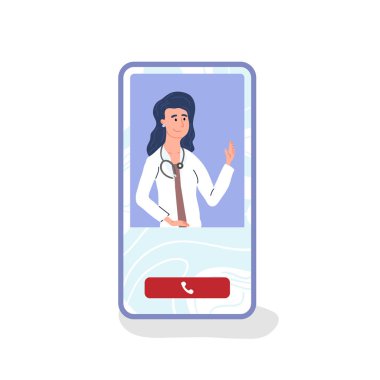 Beyaz cüppeli doktor video ile tıbbi danışmanlık yapıyor.