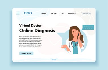 Hastaya online konsültasyon yapan kadın doktor. Sanal Doküman