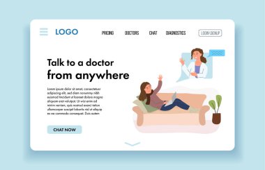 Hastaya online konsültasyon yapan kadın doktor. Sanal Doküman