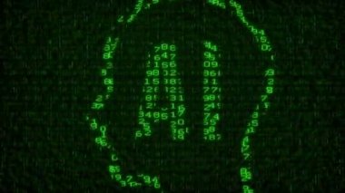 Ai - Yapay Zeka - Dijital Veri Kodu Matrisi. Kamera, Ai sembolünu gösteren monitör ekranının aşırı yakın çekiminden geri hareket ediyor.