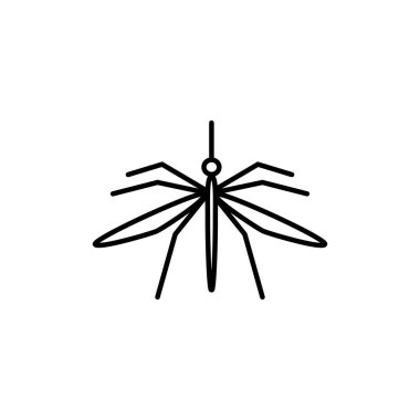 Beyaz arkaplan üzerinde izole edilmiş, ana hat biçiminde sivrisinek vektör simgesi. 