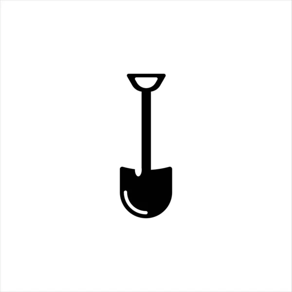 在白色背景上孤立的Shovel glyph矢量图标。园艺工具的轮廓。平面图标设计。标识说明. — 图库矢量图片