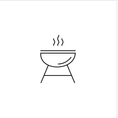 Barbekü vektör simgesi. Logo çizimi. Beyaz arkaplanda siyah dış hat simgesi izole edildi.