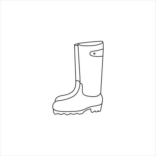 Rubber boots. Symbol of autumn, garden or farm.Rubber boots icon. Vector illustration in a hand-drawn style, isolated on a white background — Stock Vector
