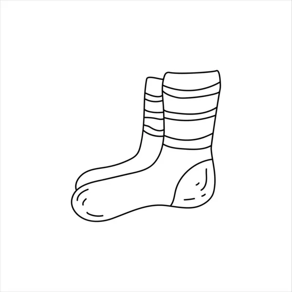 Kaos kaki. Simbol nyaman musim gugur dan musim dingin. Elemen Doodle. Ilustrasi sketsa vektor gambar tangan sederhana diisolasi pada latar belakang putih - Stok Vektor